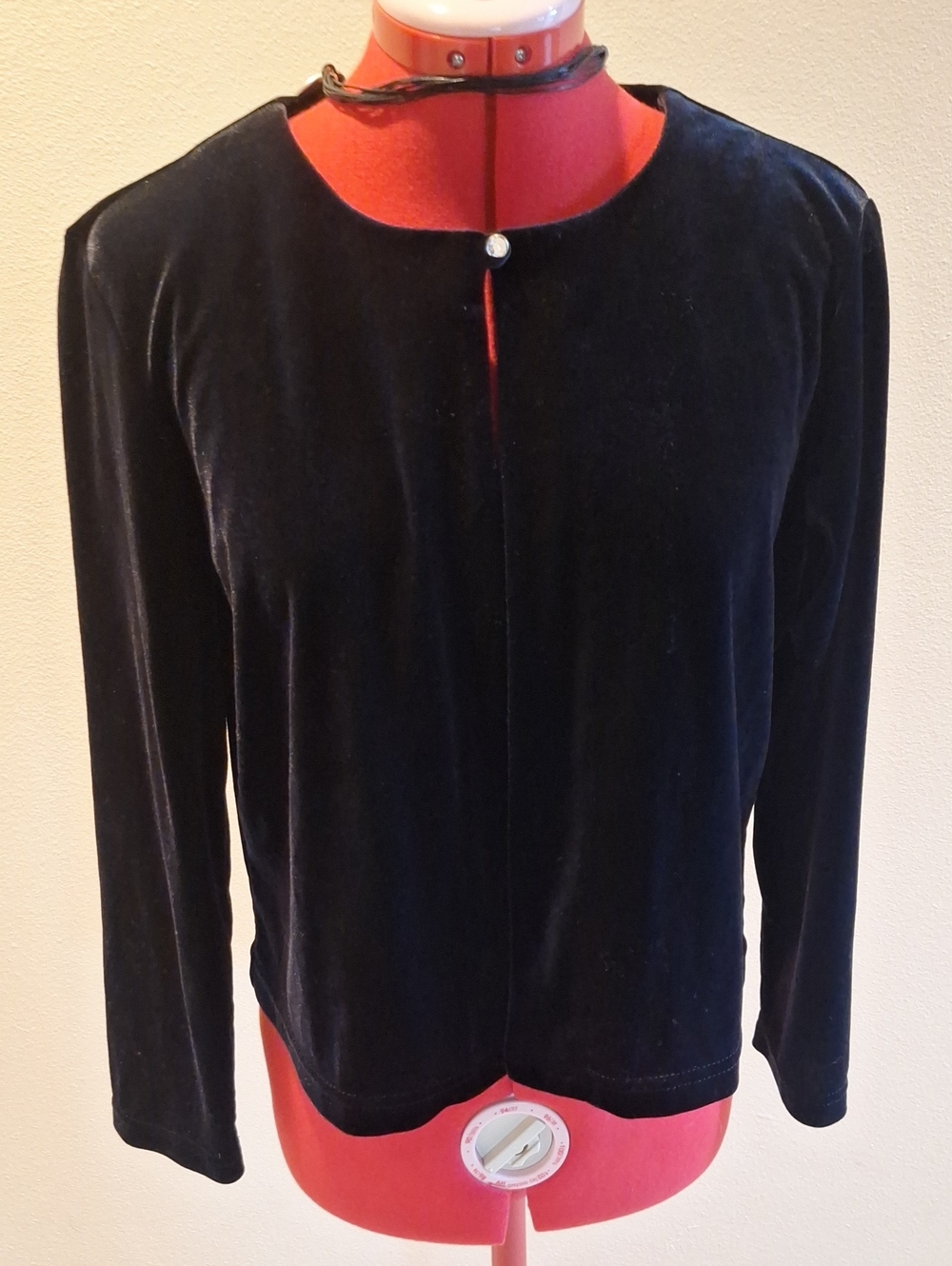Coldwater Creek Black Velvet Button-Front Long Sleeve Top